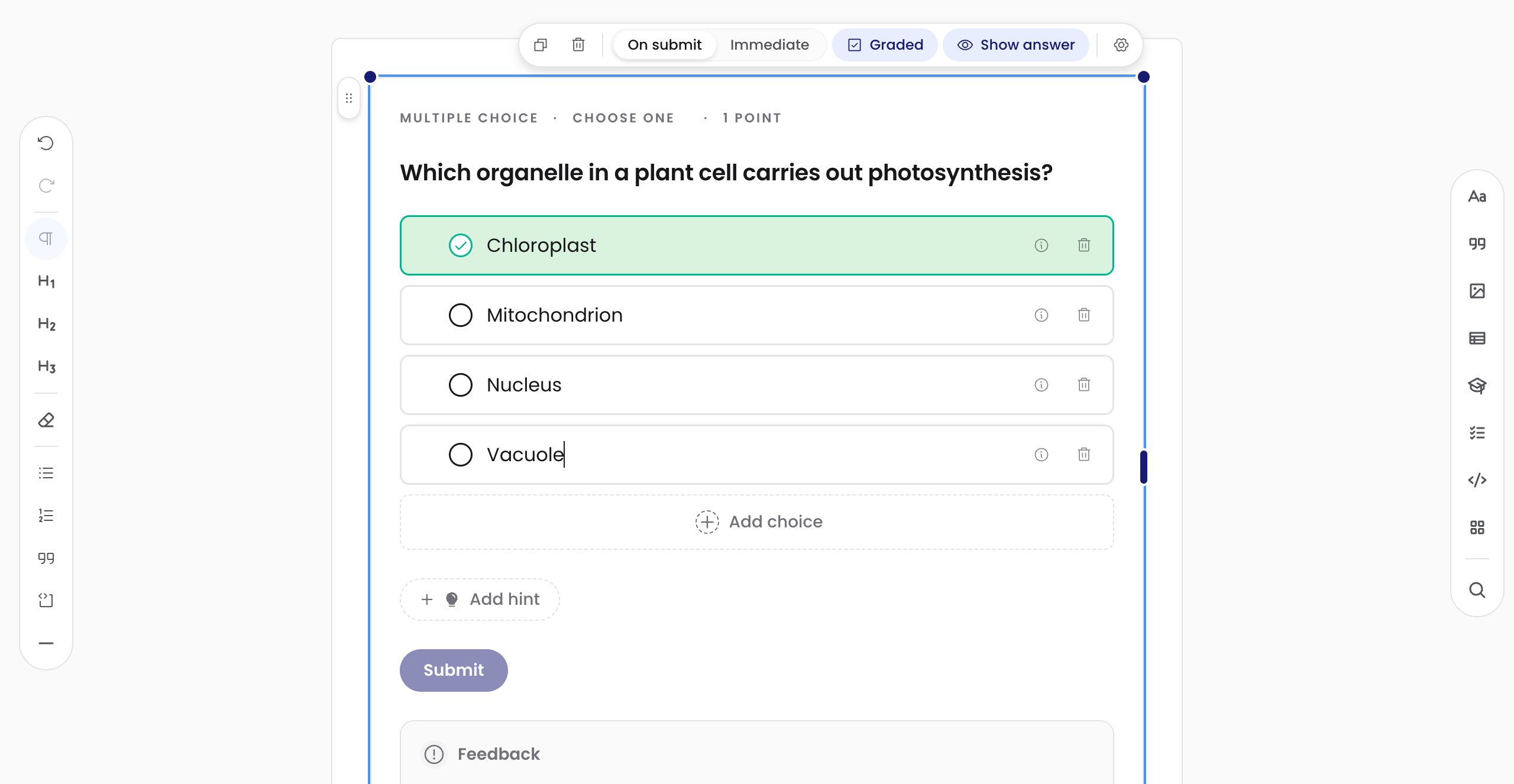Correct answer marked with teal indicator